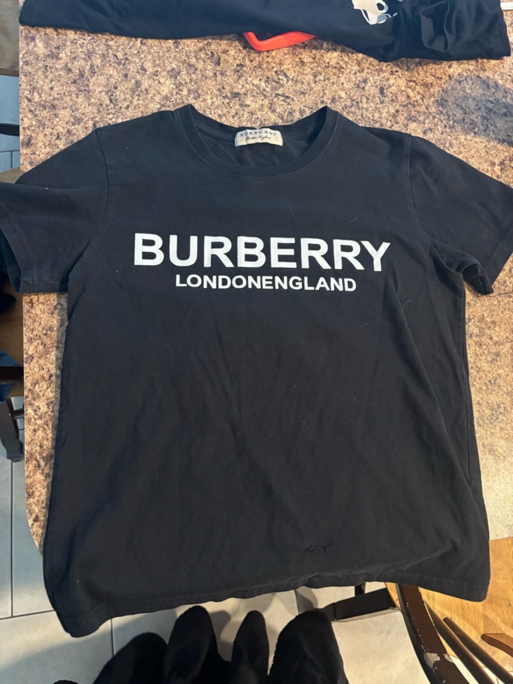 Burberry Black Tee with White Logo